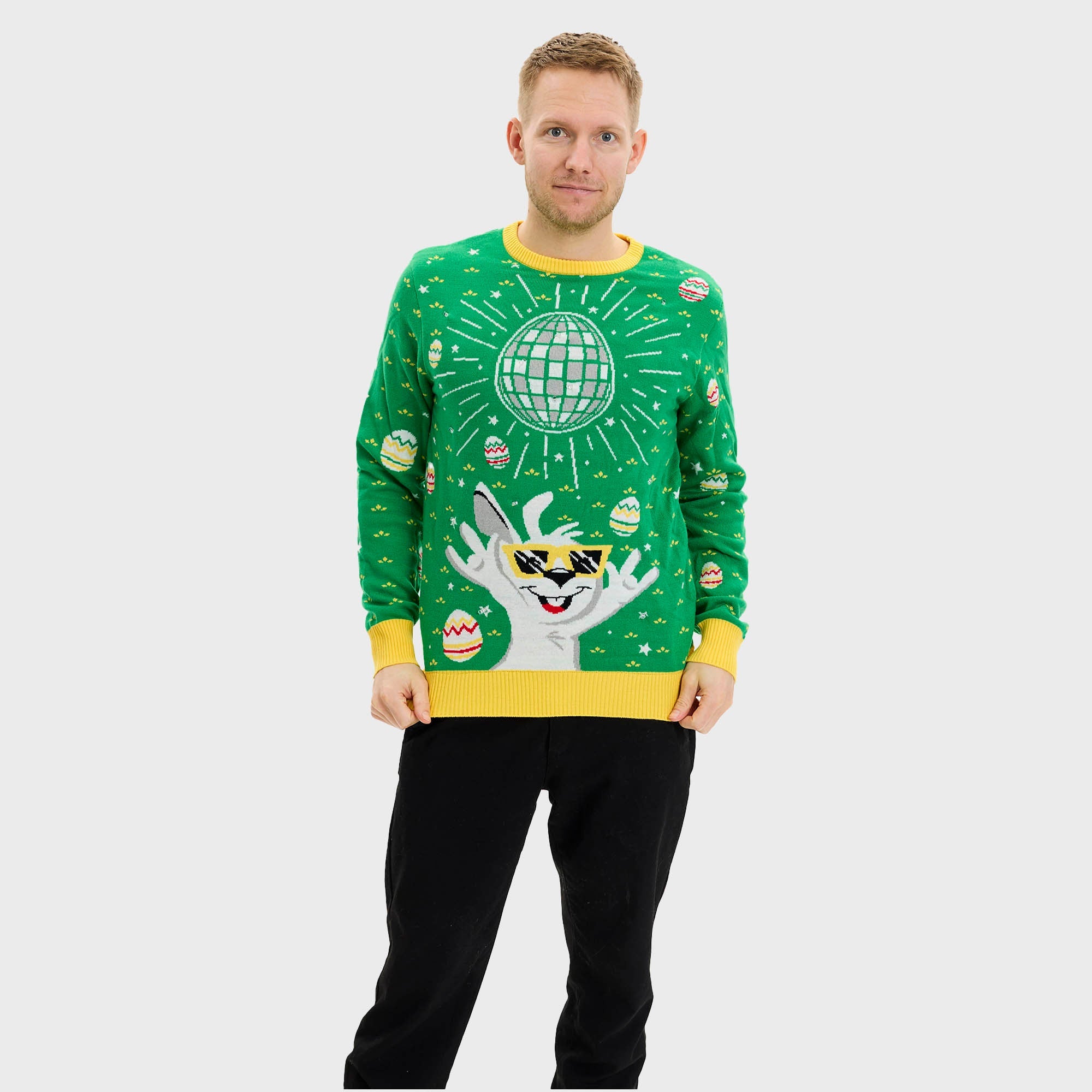 Disco Påskegenser LED Grønn - Herre